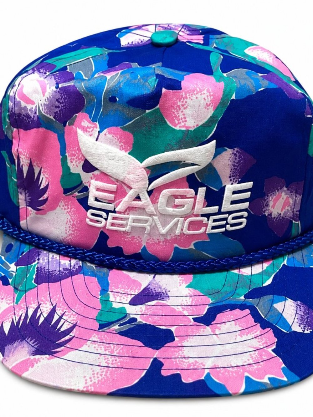 Vintage Eagle Services Floral Snapback Hat Rope Cap Retro 80s 90s Nissin